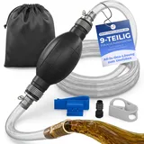 SAMGUR XL Handpumpe Umfüllpumpe 2m Schlauch – Tragbare Ölabsaugpumpe & Kraftstoffpumpe mit Flüssigkeitsregler & Stöpsel – Schlauchpumpe für Wasser Benzin Diesel Öl – Inkl. Aufbewahrungstasche