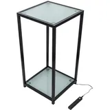 Beistelltisch mit Licht Nachttisch Tisch Blumenregal Blumenhocker schwarz 30x30