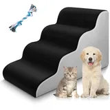 JUOIFIP 4 Stufen Haustiertreppe, Hundetreppe für Kleine Hunde, Hochdichter Schwamm Haustiertreppe Hundetreppe, Waschbar rutschfest, Katzentreppe Hunderampe für Bett, Sofa, Couch und Auto