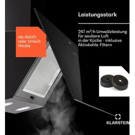 Klarstein Laurel 90 Dunstabzugshaube 90cm, Abluft, 247 m3/h LED Touch