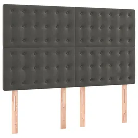 vidaXL Boxspringbett mit Matratze Dunkelgrau 140x200 cm Samt