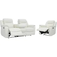 Vente-unique Sofa 3+1-Sitzer Evasion Leder – Elfenbeinweiß