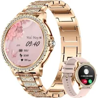 JUNG Nerunsa Smartwatch Damen Fitnessuhr, mit Bluetooth Frauen Smartwatch (3,35 cm/1,32 Zoll), Smart Uhr Herren, Fitnesstracker, Wasserdicht - Rosa/Gold