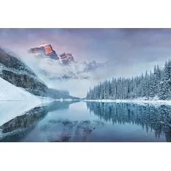 Fototapete PAPERMOON "Schneelandschaft", bunt, B:4,00m L:2,60m, Vlies, Tapeten