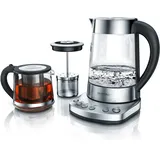 Arendo Wasserkocher 1,7 l, 2400 W, Edelstahl mit Teeaufsatz, Teekocher, Temperatureinstellung 70 - 100° C