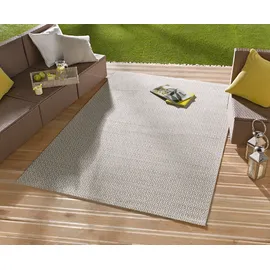 Northrugs In- Outdoor Teppich Coin 140x200cm - Wetterfest Modern Plain Allover Unifarben Design Läufer für Balkon Terrasse Garten Wintergarten Wohnzimmerteppich Wasserfest in Grau