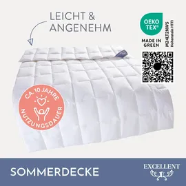 Excellent Daunenbettdecke + 3-Kammer-Kopfkissen "Venedig, 2-tlg, hergestellt in Deutschland, verschiedene Größen", weiß, B/L: 135cm x 200cm Anzahl Teile 1, B/L: 80cm x 80cm Anzahl Teile 1, Bezug: Baumwolle Füllung: Entendaune/-feder, leicht, Bettdecken Bezug: 100%