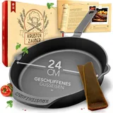 krustenzauber Gusseisenpfanne Induktion - Geschliffene Gusseisen Pfanne - Ideale Grillpfanne Induktion, Eisenpfanne, Cast Iron Pan, Bratp...