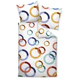 Janine Bettwäsche Janine Modern Art Mako-Satin Bettwäsche 135x200 Kreise Ringe Retro, Mako-Satin, 2 teilig bunt