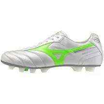 Mizuno Morelia II Elite FG Herren White/Neon Green/Galaxy Silver 43
