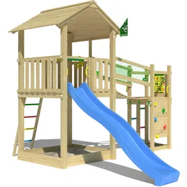 Jungle Gym Spielturm Fortress mit Rutsche und Wasseranschluss Blau/Grün