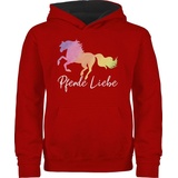 Shirtracer Hoodie Pferde Liebe mit buntem Pferd Pferd rot|schwarz 140 (9/11 Jahre)