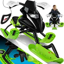 Kesser KESSER® Lenkschlitten mit 2 Fußbremsen Automatisches Zugseil Federung Kufenlenkung Bob Kinderschlitten Rodel Schlitten Skiboblenkschlitten