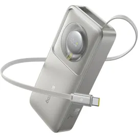 Baseus Free2Pull Powerbank mit Usb-c-anschluss und einziehbarem USB-C-Kabel - grau