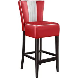 GGM Möbel 2er-Set Diner Barhocker | Leder | Rot | American Barhocker, American Diner Barhocker