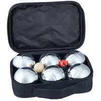 Relaxdays 4 x Boule Set Metall 6 Kugeln Hellbraun,Schwarz,Silber