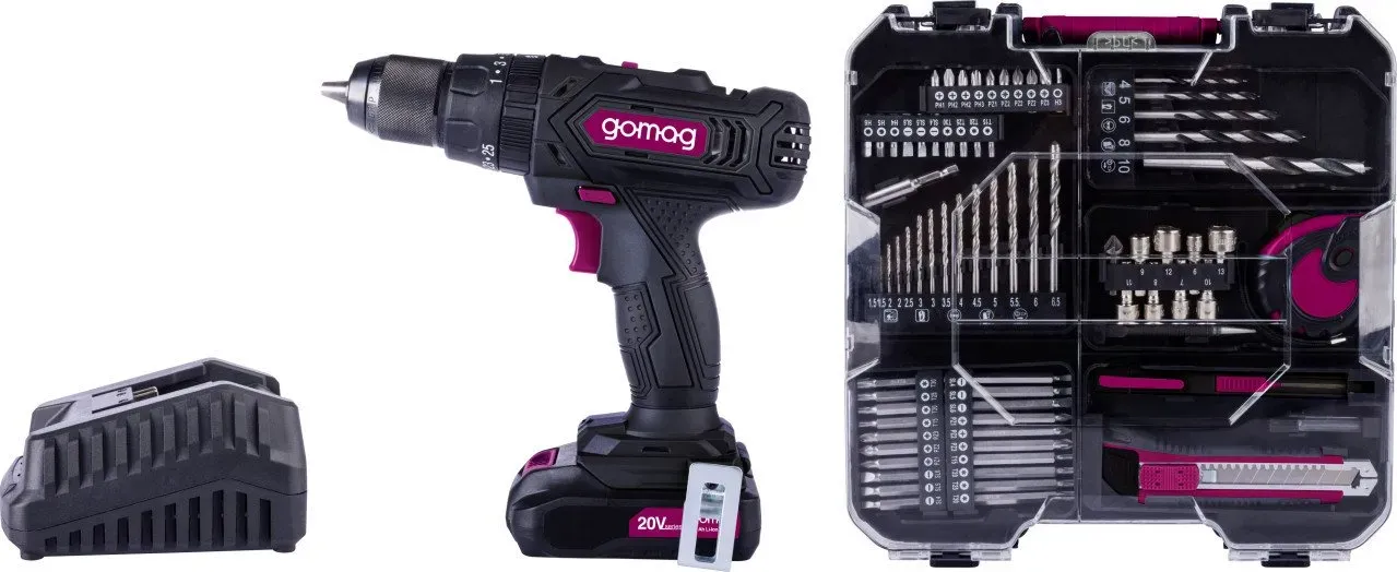 gomag akku-schlagbohrschrauber-set go-csk74 2 20 v