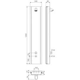 Schell V-Duschpaneel LINUS Inox DP-C-T El. THM, m Duschk. Comf., ES gebürstet
