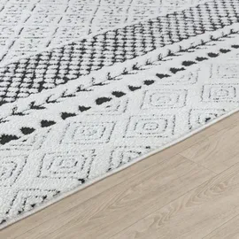 livabliss Monaco Wohnzimmer Boho, großer Schlafzimmer 160x213 cm ,Esszimmer mit geometrischem Muster, Skandinavischer Wohnzimmer modern in Grau, Schwarz, Creme