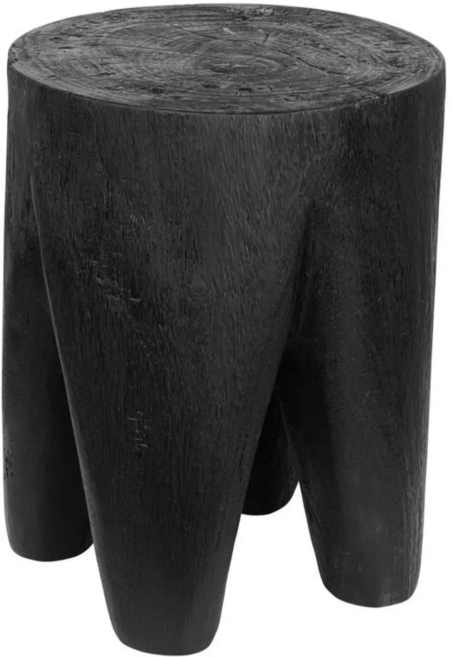 Beistelltisch Tooth aus Suarholz, handgefertigt, modern, rund, schwarz, Ø 35 cm