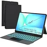 Für Samsung Galaxy Tab S10 FE+ 13,1" Tastatur Hülle - Folio 7 Farben Beleuchtung Trackpad Tablet Cover - Beleuchtete Deutsches QWERTZ Layout Tastatur mit Stifthalter für Tab S10 FE Plus 13.1 Zoll