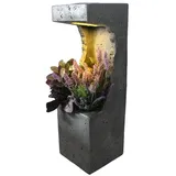 Arnusa LED Solarleuchte Blumentopf beleuchtet Pflanzkübel, Tageslichtsensor, LED fest integriert, warmweiß, Gartenlampe 22x22x69 cm grau