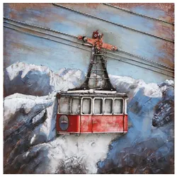 3D-Metallbild - Motiv: Seilbahn - 100 x 100cm