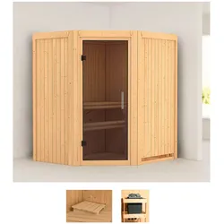 Sauna KARIBU "Tomke", beige (naturbelassen), ohne Ofen, (ohne Ofen), Saunen, ohne Ofen