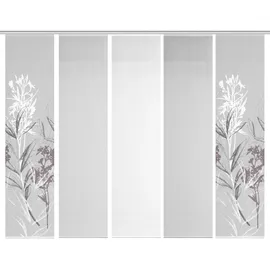 VISION S 95653-0307 | 5er-Set Schiebegardine SEMORA | halb-transparenter Stoff in Bambus-Optik | 5X 260x60, Schiebevorhang 5er Set Digitaldruck
