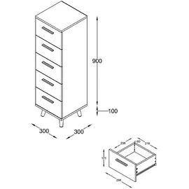 MID.YOU Midischrank Landos 30 x 100 x 30 cm Weiß