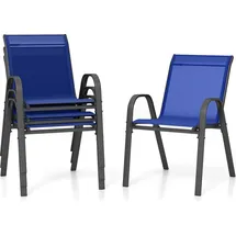 Costway Gartenstuhl 56 x 70 x 84 cm blau/schwarz 4 St.