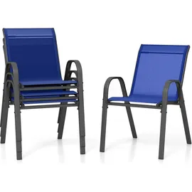Costway Gartenstuhl 56 x 70 x 84 cm blau/schwarz 4 St.