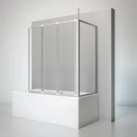 Schulte Duschabtrennung für Badewanne, 3-teilig mit Seitenwand, Faltwand: 129 x 140 cm, Seitenwand geeignet für eine Wannentiefe von 68 - 71 cm, Sicherheitsglas (esg) Klar hell, Alu-Natur ... Grau