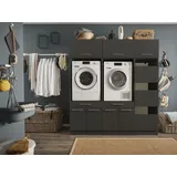 Laundreezy "LAUNDREEZY LDSK11" Kastenmöbel-Sets Gr. B/H/T: 185cm x 200cm x 67,5cm, grau Anthrazit - Waschmaschinen-Überbauschrank TÜV-zertifiziert mit viel Stauraum - 185 cm