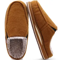 ONCAI Hausschuhe Herren Filz Komfort mitPlüsch Pantoffeln Orthopädische Arch Support Wärme Flauschig Slippers mit Memory Foam Indoor Outdoor Rutschfest Gummisohle Plüsch Khaki Größe 49 - 49 EU