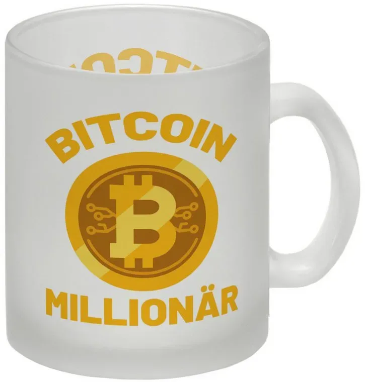 Preisvergleich Produktbild speecheese Tasse Bitcoin Millionär Glas Tasse mit Kryptowährung