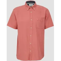 S.Oliver Regular Fit: Kurzarm-Hemd aus Lyocellmix mit Button-Down-Kragen, Himbeere