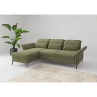Ecksofa SIT & MORE "Emely, inkl. Sitztiefenverstellung", grün (hellgrün), B:264cm H:92cm T:198cm, 100% Polyester, Sofas, wahlweise mit Bettfunktion,Bettkasten,Kopf- & Armteilverstellung