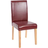 Mendler 4er-Set Esszimmerstuhl Stuhl Küchenstuhl Littau ~ Kunstleder, rot-braun, helle Beine