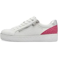 Marco Tozzi Sneaker flach mit Reißverschluss Vegan, Weiß (White/Silver), 36 EU