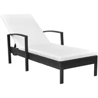 Sonnenliege mit Auflage Poly Rattan Schwarz