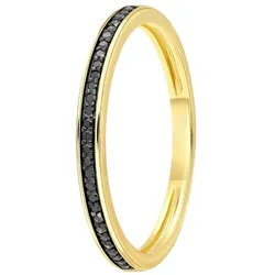 Lucardi Schienenring, 585 Gelbgold, 29 schwarze Diamanten 0,08 kt Ringe   Damen 