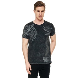 Rusty Neal T-Shirt mit eindrucksvollem Print grau S