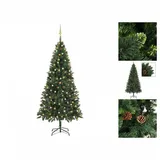 vidaXL Künstlicher Weihnachtsbaum mit LEDs & Kugeln Grün 210 cm