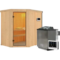 Karibu Sauna Carin-9 kWBio ofen-Steuergerät ohne Dachkranz inkl. 8-teiligem gratis Zubehörpaket (Gesamtwert 191,92€)