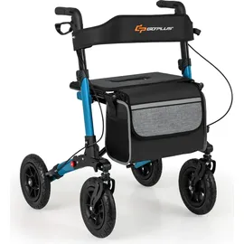 Costway Rollator mit Luftbereifung Faltbar 7-Fach Höhenverstellbar Blau