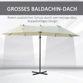 Outsunny Doppelschirm mit Kurbel 460 x 270 cm creme