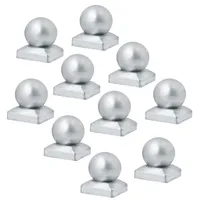 MFAOSHI 10 Stüc Pfostenkappe Kugelkappen Mit Kugel Verzinkt Für Holzpfosten Verzinktem Zaunpfosten Für Garten Terrasse Pfahlkappe,60x60mm
