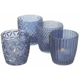 Spetebo Teelichthalter Marilu Glas Transparent/Blau