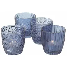 Spetebo Teelichthalter Marilu Glas Transparent/Blau